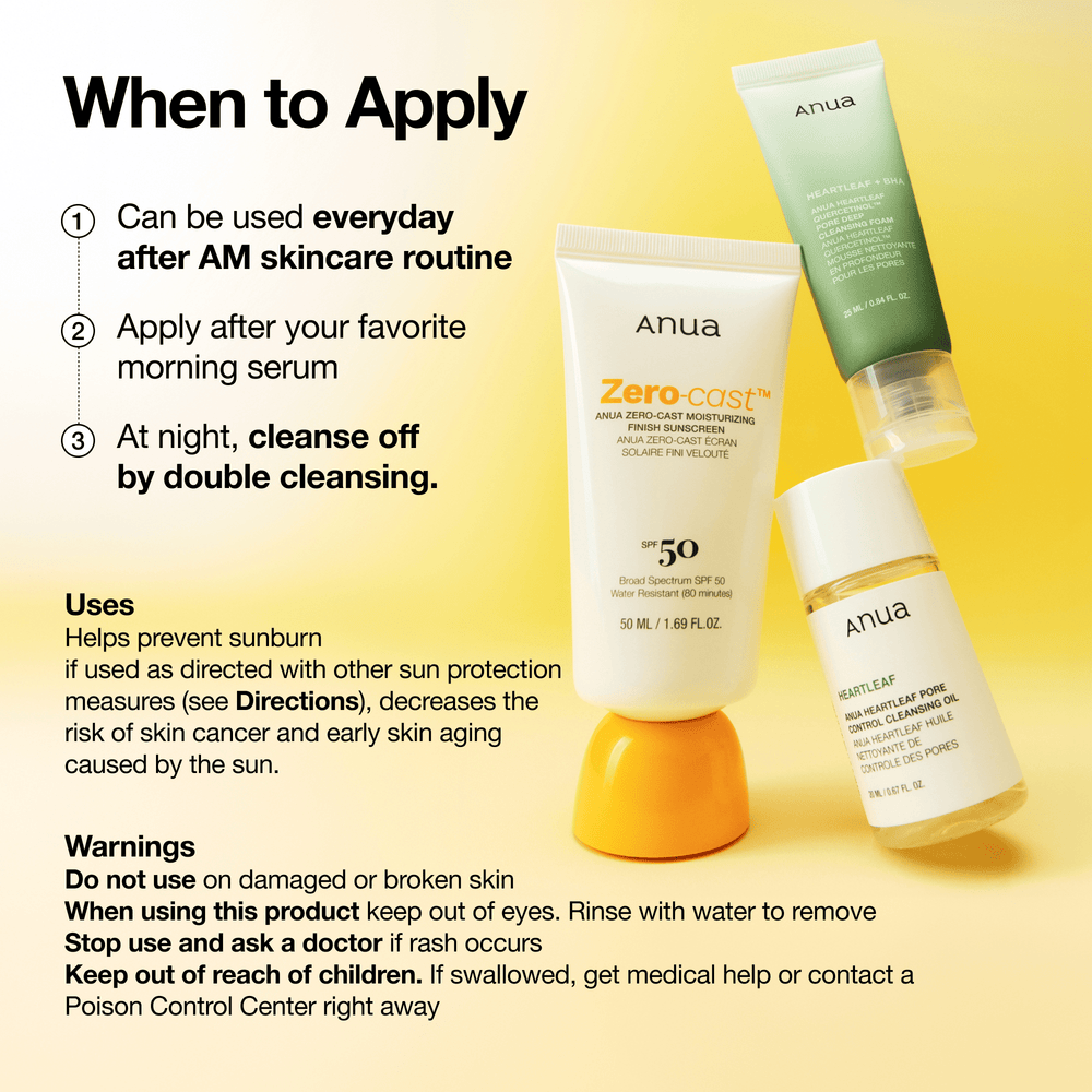 Anua Zero-Cast Moisturising Sunscreen Spf50+